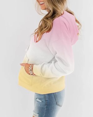 Womens Casual Hoodies Crew Neck Long Sleeve Sweatshirts with Pocket Lightweight Pullover Tops